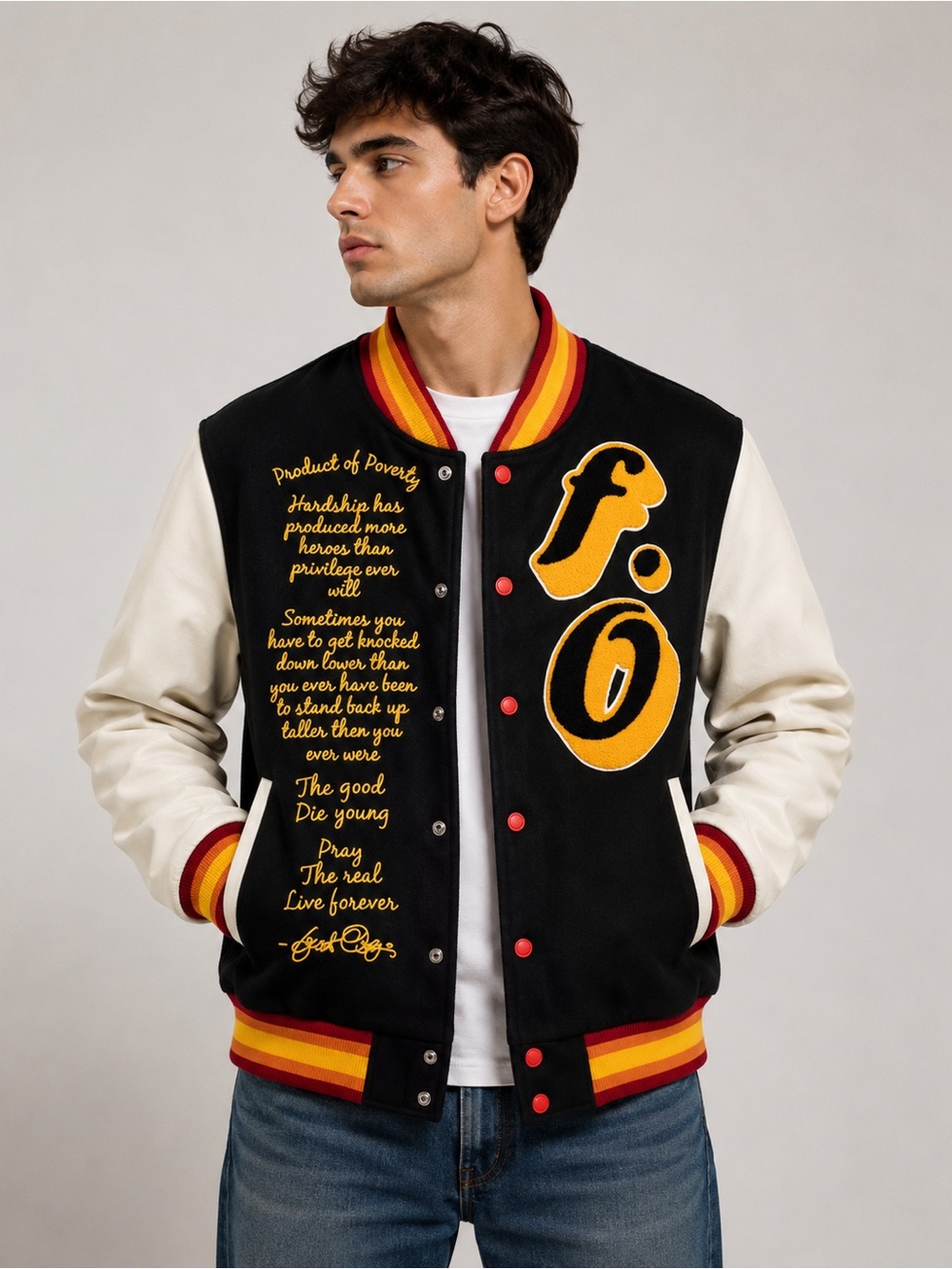 GRAIL PIECE! Frost Originals F1026 "Product of Poverty" Varsity Jacket  Size M
